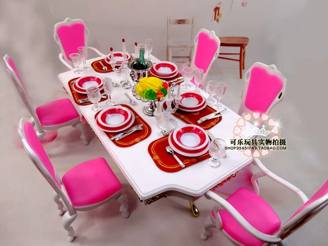 Nova chegada bonito sala de jantar para boneca barbie 1/6 crianças boneca  acessórios casa mobiliário jogo conjunto presente aniversário natal -  AliExpress