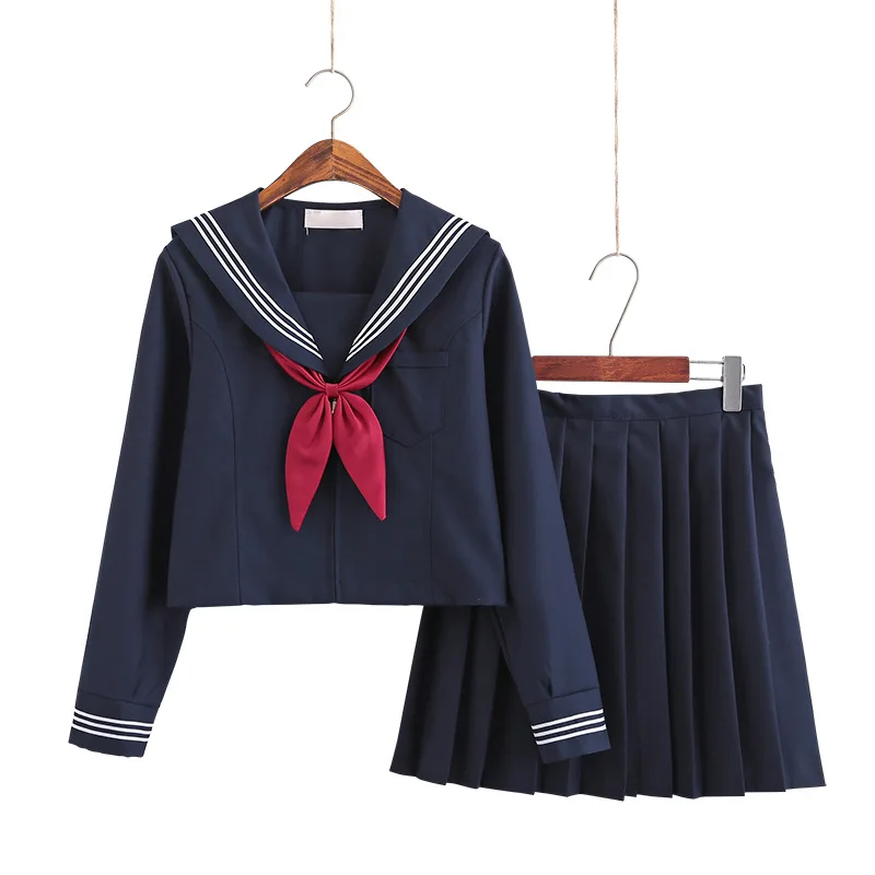 Black School Dresses Jk Uniforms Sailor Suit Anime Japanese School Uniform For Girls High School Students Pleated Skirt With Bow