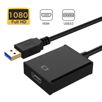 

High Definition Portable Size USB 3.0 To HDMI Audio Video Adaptor Converter Cable For Windows 7/8/10 PC 1080P