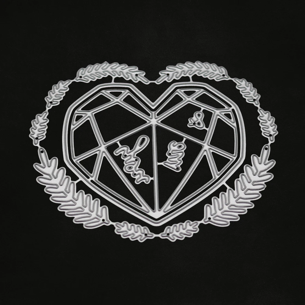  Diamond Heart Decorative Metal Cutting Dies Invitation Card Greeting Card Decoration Card Make Sten - 4000076606274