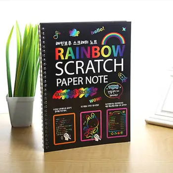 

Kuulee Scratch Notebook Coil Graffiti Note Book Black Page Cute Magic DIY Drawing Book Painting Notepad for Kids Stationery Gift