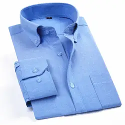 Оксфордская Мужская Повседневная рубашка с длинными рукавами клетчатая полосатая 2019 Весенняя приталенная мужская деловая рубашка