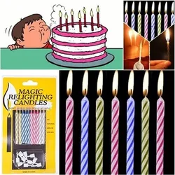 10/20pcs Funny Trick Relighting Candle Birthday Cake Decors Party Joke Xmas Gift Creative Party Toys Props