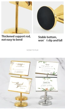 1pcs Business Card Holder Golden/Silver Metal Photo Clip Place Card Holder Stand Romantic Wedding Banquet Party Table Decoration 18