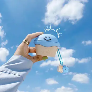 

for Apple AirPods Pro 3D Smiley ice cream Cartoon Silicone Case Bluetooth Wireless Earphone Protective Cover for AirPods