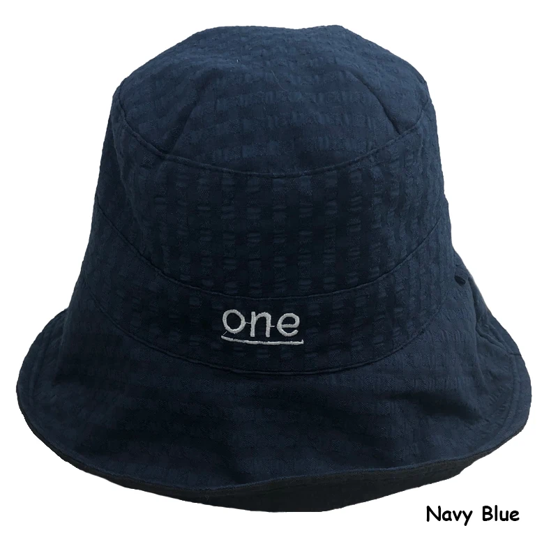 Новинка, двусторонняя одноцветная Рыбацкая шляпа, Панама, винтажная шляпа, уличная Панама с надписью, рыбацкая Солнцезащитная женская шляпа - Цвет: Navy Blue