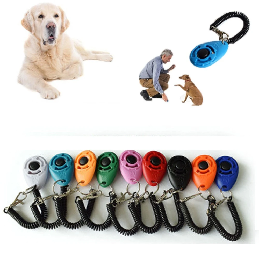 1 Pet Kat Hond Training Clicker Plastic Honden Klik Trainer Hulp Te Verstelbare Polsband Geluid Sleutelhanger hond Fluitje| Trainingshalsband| -