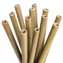 12 штук натуральная бамбуковая Питьевая соломинки многократного использования для вечерние ужин с Соломенная щетка GQ