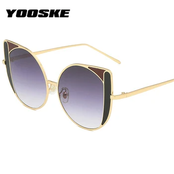 

YOOSKE 2020 Cat Eye Sunglasses Women Luxury Gradient Shades Sunglasses Ladies Brand Colorblock Design