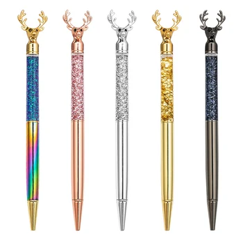 

1.0mm Luxury Deer Head Ballpoint Pen Flow Oil Metal High-grade Signature Pens Stationery School Office Supplies Christmas Gift