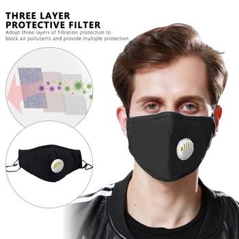 

Anti-smog Cotton Mouth Mask Pm2.5 Dust Masks 5 Layers Reusable Washable Breathable Black Protect Face Mask