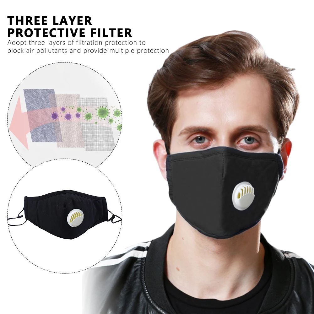 Хлопковая маска для губ против смога Pm2.5 пылезащитные маски 5 слоев многоразовая