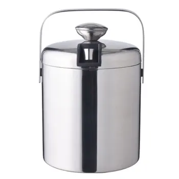 

Stainless Steel Double-Layer Insulated Ice Bucket Thick Champagne Bucket with Lid