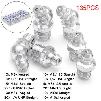 

135pcs/Set Alloy Grease Nipples Fitting Assortment Kit M6/M8/M10 BSP UNF ALI88