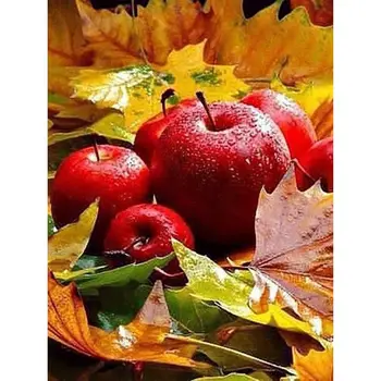 

5D DIY Full Round Diamond Painting Apples Maple Leaf Diamond Embroidery Fruit Rhinestone Picture Diamond Mosaic Gift Drop Ship