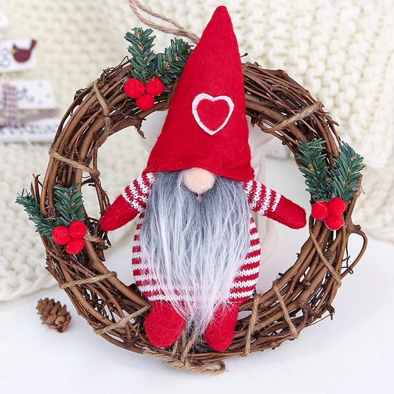 3Pcs Christmas Decoration for Door Tree Wreaths Garland Hanging Pendant Window Wall Wreaths Pine Ornament New Year Gifts