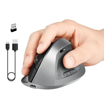 

6 Buttons Ergonomic Wireless Mouse 1600DPI USB Rechargeable 2.4GHz Optical Vertical Mice for PC Laptop Desktop Notebook