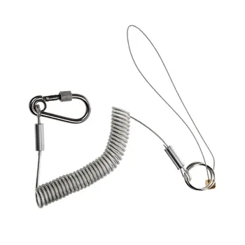 

1.5M Strecthed Coiled Fishing Lanyard Safety Rope Rod Reel Protector - Gray