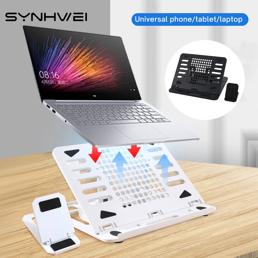 Adjustable Laptop Stand For Desktop Up To 18 Inch 8 Levels Foldable Plastic 360° Rotating