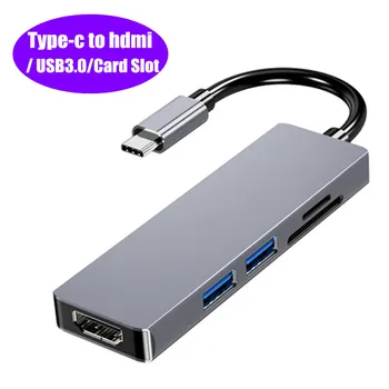 

5 in 1 USB3.0 Docking dock Type C to HDMI HUB Adapter for TF Card Reader For MacBook Smartphone expansion USB-C Converter