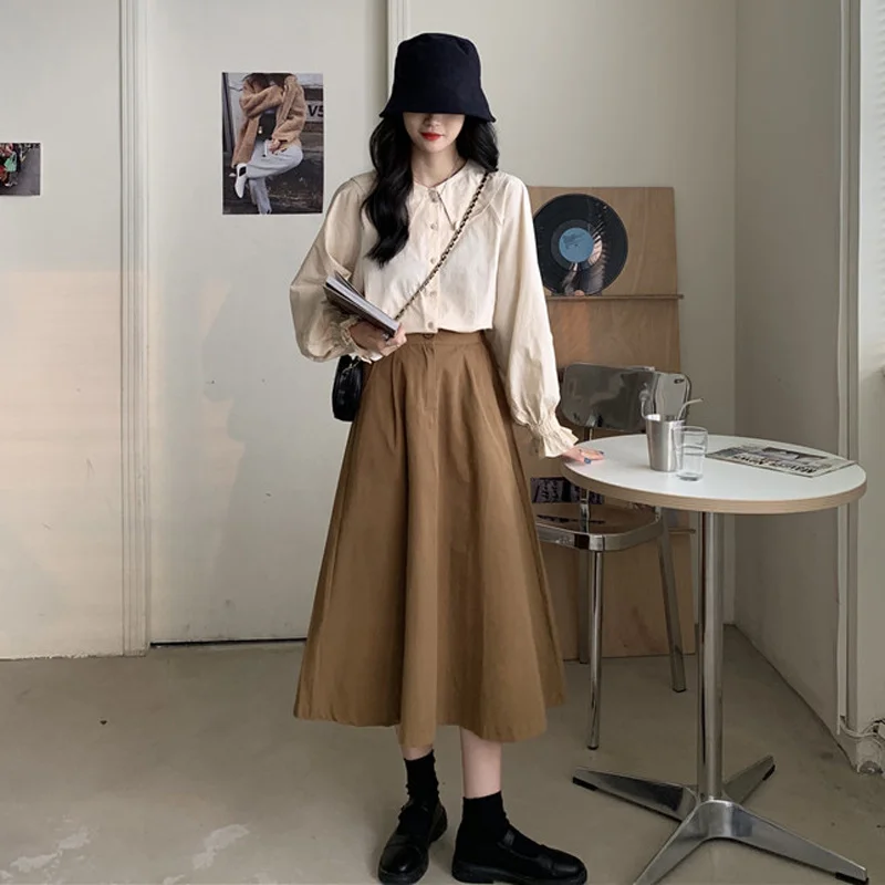 Мягкая юбка в молочном стиле рубашка костюм осень 2021 новый стиль темпераментный