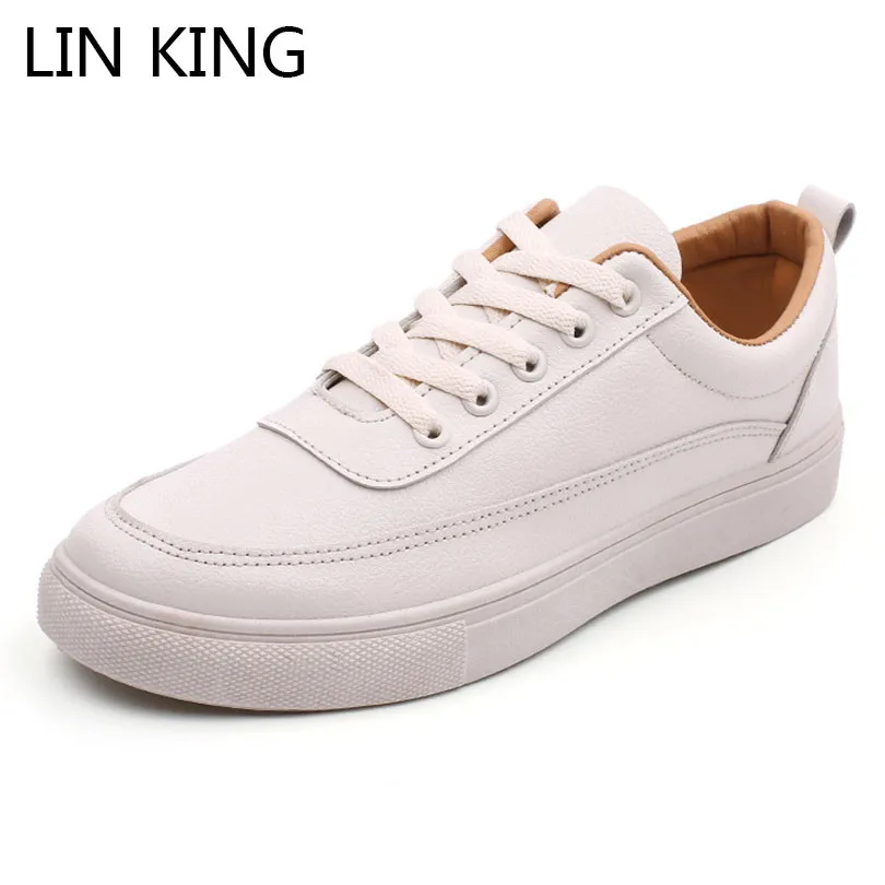 

LIN KING Plus Size Fashion Flats Men Vulcanzied Shoes Low Top Casual Shoes Lace Up Man Sneakers Anti Skid Walking Shoes For Man