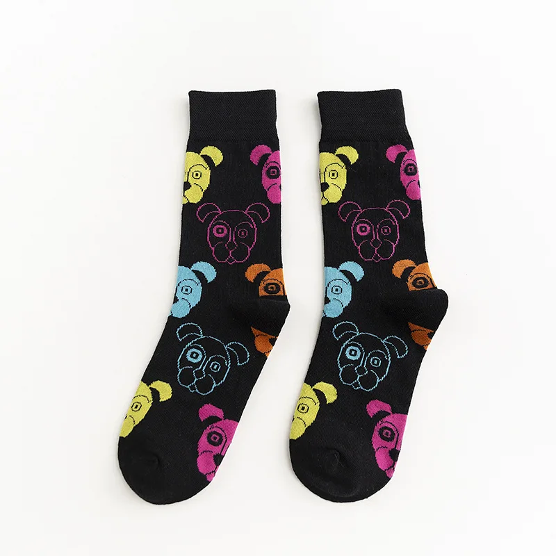 Корейский стиль, модные уличные хип-хоп носки в стиле Харадзюку, унисекс, забавные мужские носки, счастливый скейтборд, мультяшный Кот, собака, женские носки, сохраняющие тепло - Цвет: Multicolor dog