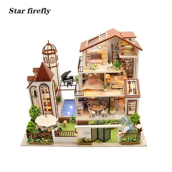 

Large doll house large villa handmade DIY dollhouse creative birthday gift Christmas gift