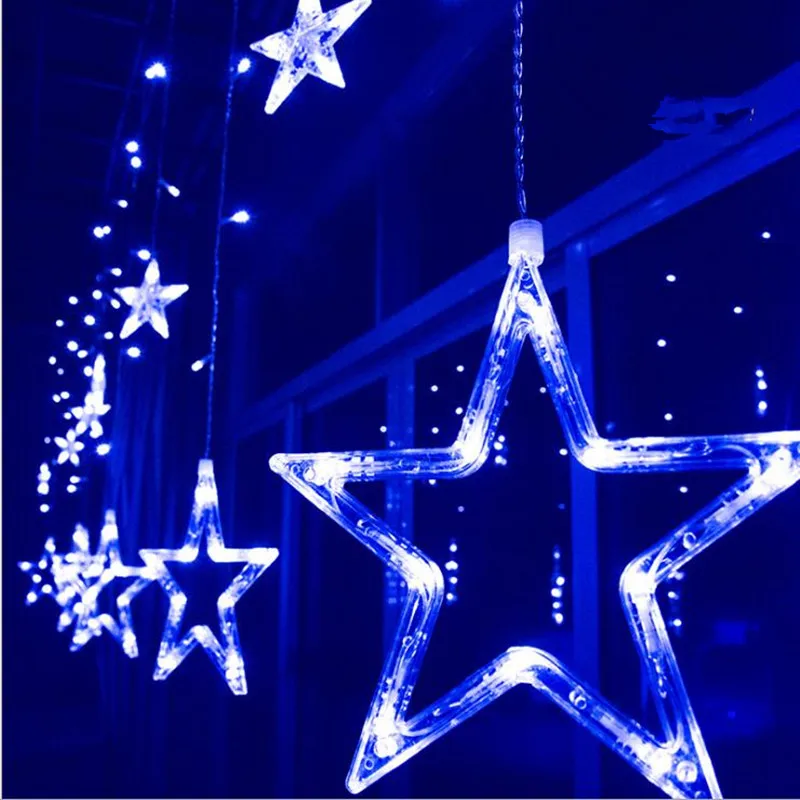 Светодиодный светильник-гирлянда EU/US Plug 220V пентаграмма звезда занавес свет фея Свадьба День рождения Рождество освещение внутреннее декоративное освещение