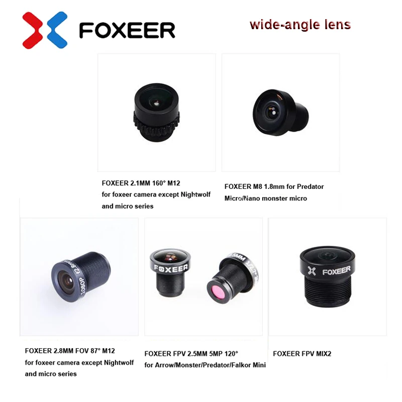 Foxeer Replacement Camera Wide Angle Lens 1.8mm M8 Lens/5MP 2.5mm/ 2.1mm/ Mix 2 for Arrow/Predator/Micro | Игрушки и хобби