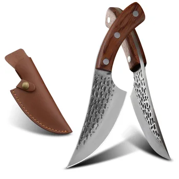 

Forged Outdoor Self Defense Hunting Survival Knife Handmade 5.5 inch Boning Serbian Chef Full Tang Butcher Knife