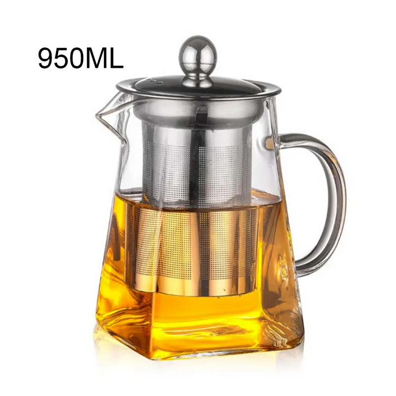 Hoomall чайный горшок из боросиликатного стекла термостойкий квадратный стеклянный чайный горшок с фильтром для заваривания чая Молочный Улун чайник для заваривания цветочного чая - Цвет: 950ml