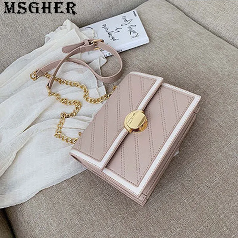 

MSGHER Thread Panelled Women Flap Bag Summer Fresh Striped Solid Concise Style Gentle Color Shoulder Crossbody Lady Bag WB2679