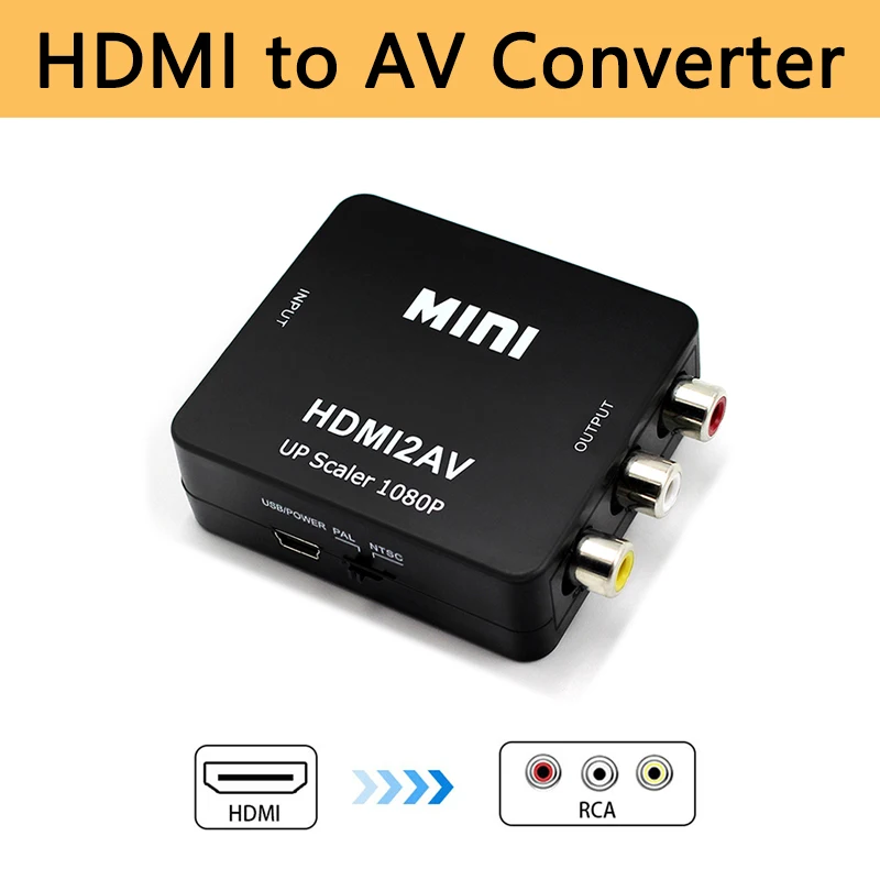 HDMI К AV композитный видео конвертер 3RCA адаптер конвейер ТВ VHS VCR DVD поддержка NTSC PAL