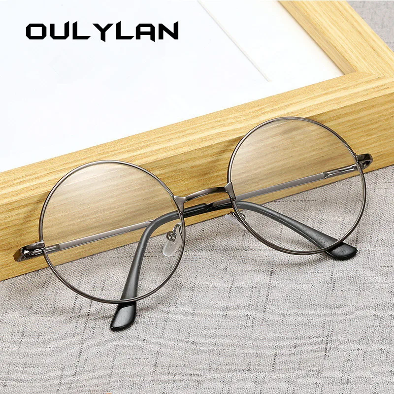 Oulylan, круглые очки для близорукости, женские, мужские, ретро, металлическая оправа, компьютерные очки, женские, прозрачные близорукие очки-1,0 3,0