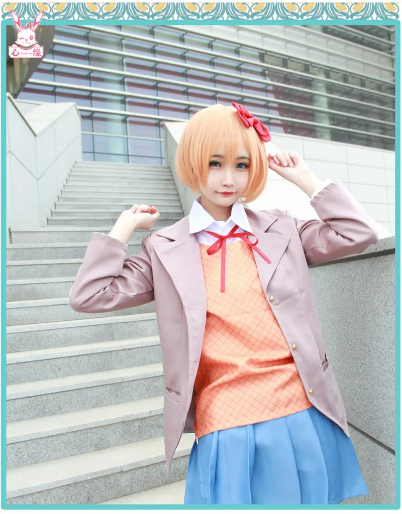 

Anime Doki Doki Literature Club Game Preppy School Suit Sayori Halloween Party Man Woman Japanese Jk uniform Cosplay Costume