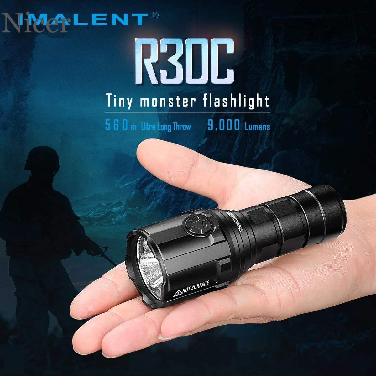 IMALENT LED Flashlight 9000 Lumens Type C USB R30C EDC Rechargeable Flashlight By 21700 Battery for