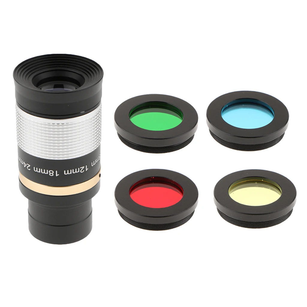 1.25'' 31.7mm 8-24mm  Eyepiece Multi Coated Optic Lens for Telescope Skywatcher Astronomy + 4 Pcs Lens Color Filter Set
