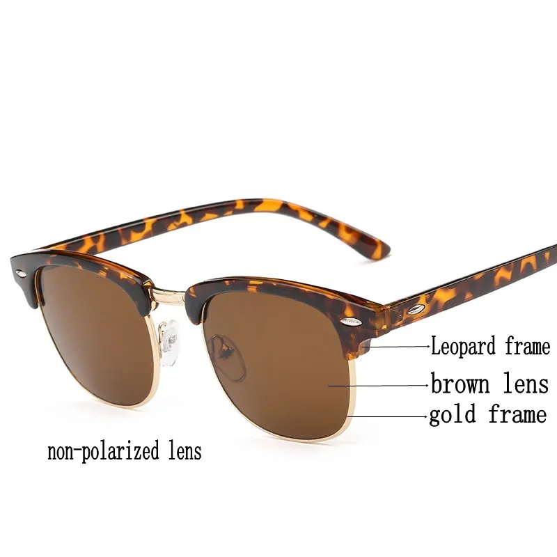 Модные поляризационные солнцезащитные очки без оправы для мужчин и женщин, Классические винтажные брендовые дизайнерские солнцезащитные очки с квадратными лучами UV400 - Цвет линз: leopard gold brown