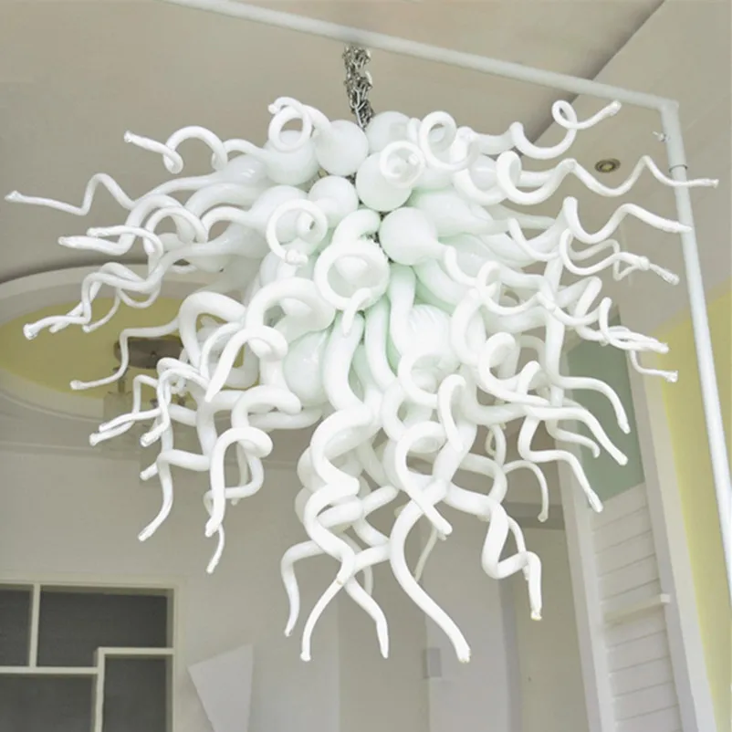 

Pretty White Art Decor Pendant Lamps Hand Blown Glass Chandelier Lighting Modern LED Lamp