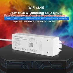 75W RGBW Dimming LED Driver Smart Dimmable DC24V Adapter Lighting Transformer 2.4G WiFi APP RF Wireless Control Input AC100~240V