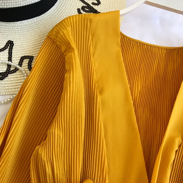 Women Elegant Long Sleeve Blouse Shirt Sexy V Neck Pleated Ruffles Blusa Sashes Vintage Women Blouse Spring Fashion Shirt Top Blusas (12)