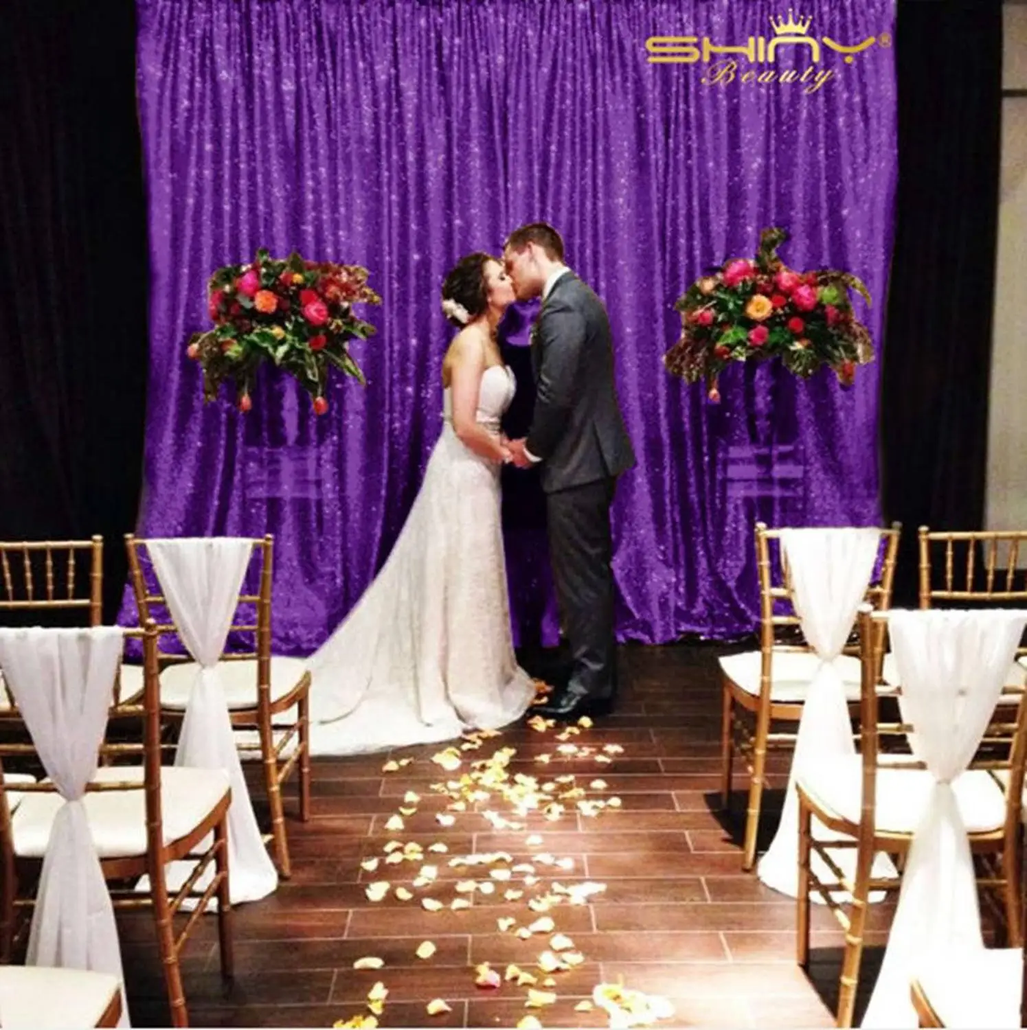 

Shinybauty Sequin Backdrop Purple Sequin Curtains 7X9FT Photobooth Background Stage Decoration-M190812