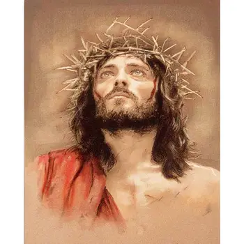 

Full Drill Diamond Mosaic Cross-Stitch Kit Looking Up Jesus Painting Elegant for Handmade