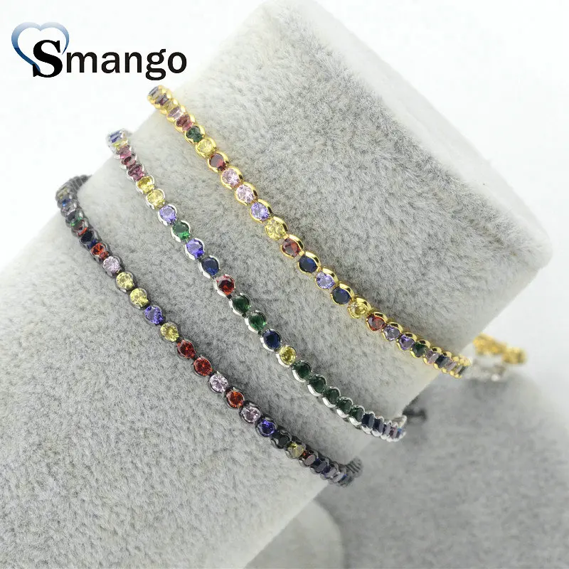 

Wholesale Copper Micro Pave Colorful CZ Charm Bracelet In 3 Colors Top Quality Plating of 5 Pcs,B0069