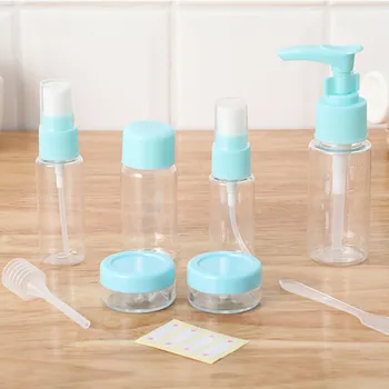 

7Pcs/9pcs Portable Travel Empty Bottle Set Cosmetics Press Bottle Sprayer Sub-bottle Set Plastic