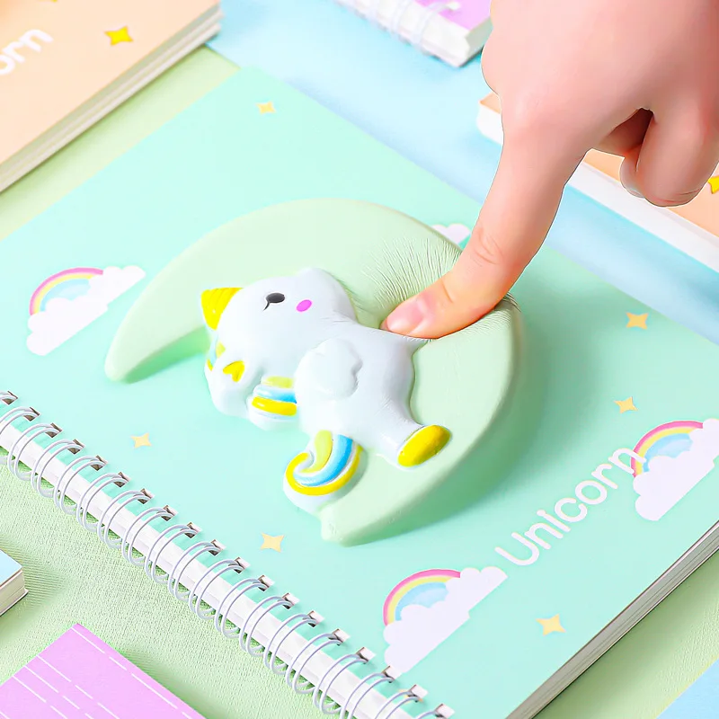 Notebook A5 Cartoon Cute Decompression Journal 3D Unicorn Animal Horizontal Line diary Planner School Supplies hand Notebooks