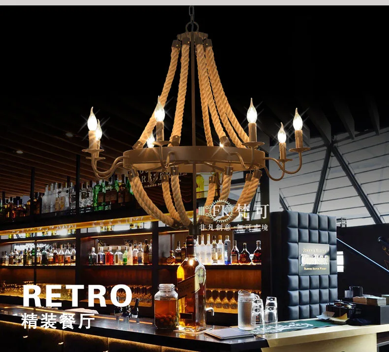 American rope pendant lights industrial retro pendant lamp industrie Restaurant bar lighting fixtures WJ120533