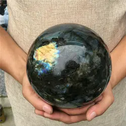 Boule de cristal de quartz labradorite naturelle, sphère de guérison 