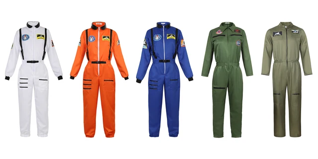 Disfraz De Astronauta Plateado Para Adultos, Traje Espacial Con Insignias Y Cierres Para Halloween Y Cosplay